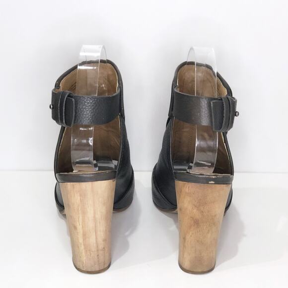 Splendid 9 M Janet Leather Peep-Toe Booties Chunky Heel Shootie Slate Taupe Grey - Picture 5 of 9